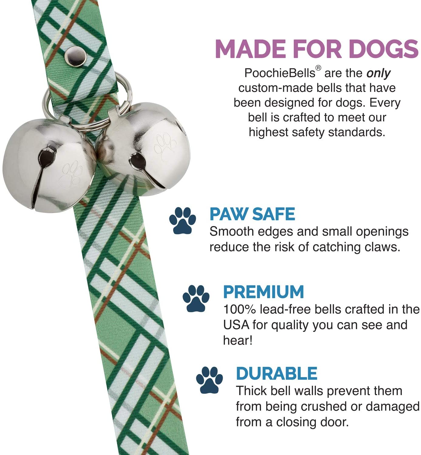 Poochie Bells Country Cottage Green Pattern House Break Training Bells